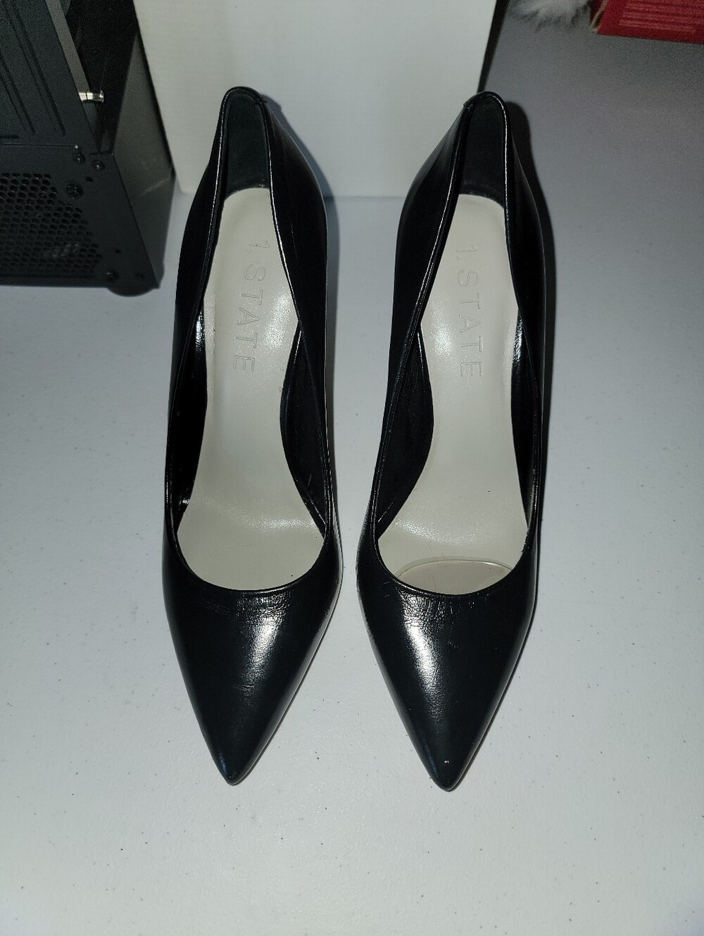 1. State Black Pointed-Toe Leather Pumps